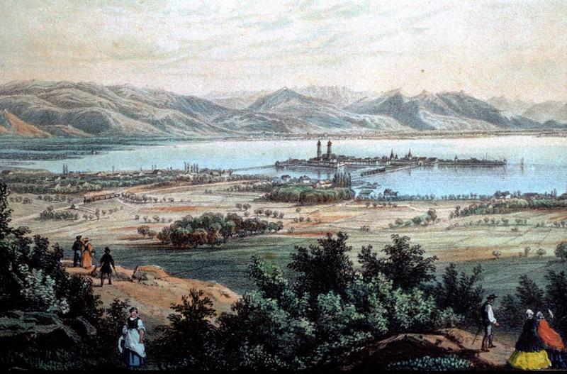Bild vergrößern: Blick vom Hoyerberg auf die Lindauer Insel im 19. Jahrhundert